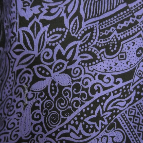 Vtg Separate Issue Woman Plus 24W Purple Black Floral SS Rayon Shirt V Neck 54" - Picture 9 of 9